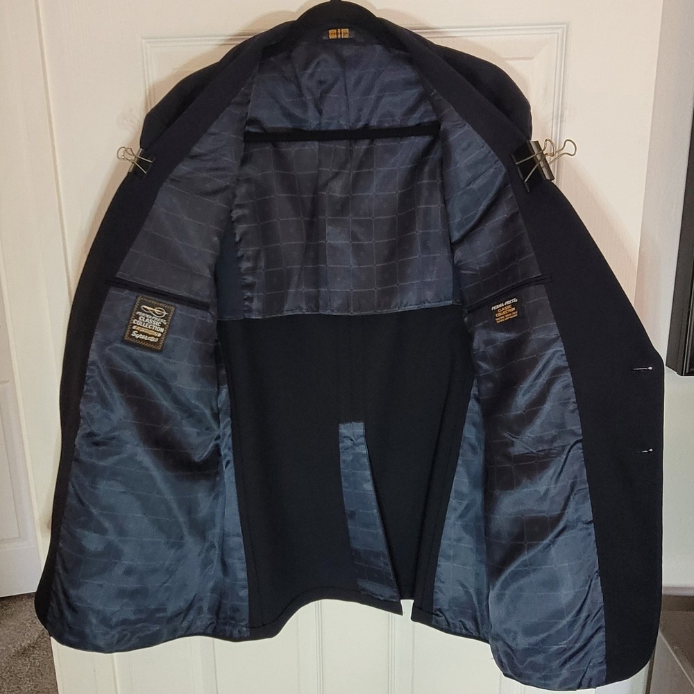 Perma-Prest Blazer Jacket Mens 46R Navy Gold Button Dacron Polyester Vintage - Picture 4 of 16